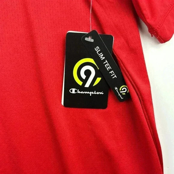 RED CHAMPION SORT TOP SZ L NWT SHORT SLEEVES SLIM FIT DUO DRY BREATHABLE STRETCH - Picture 2 of 8